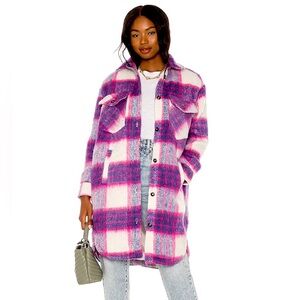 BlankNYC Prim Time Jacket in fuchsia plaid